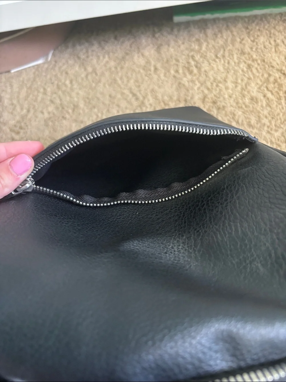 Black Leather Mini Backpack